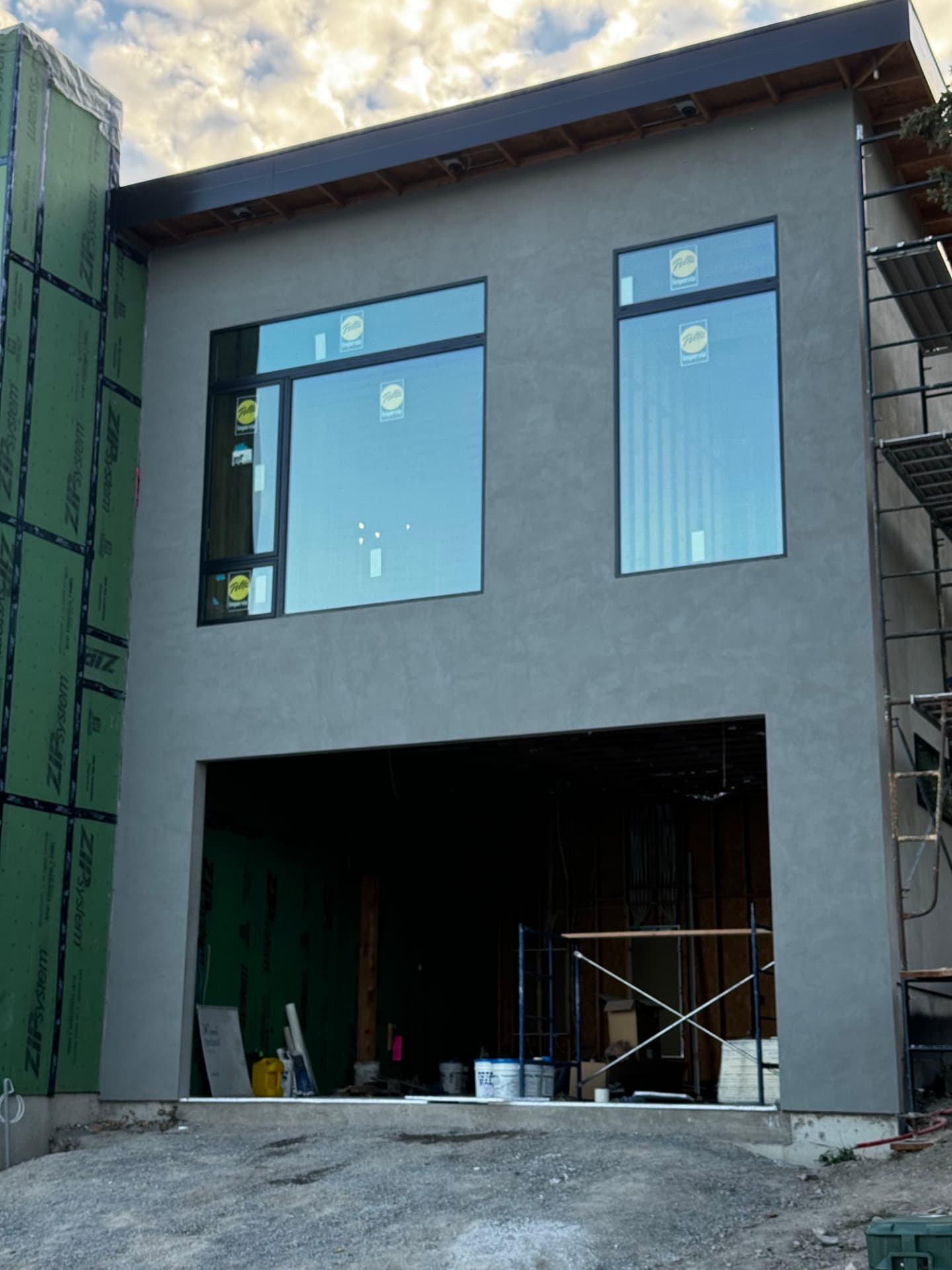 Finished stucco and stone exterior on a home in Kalispell, MT
