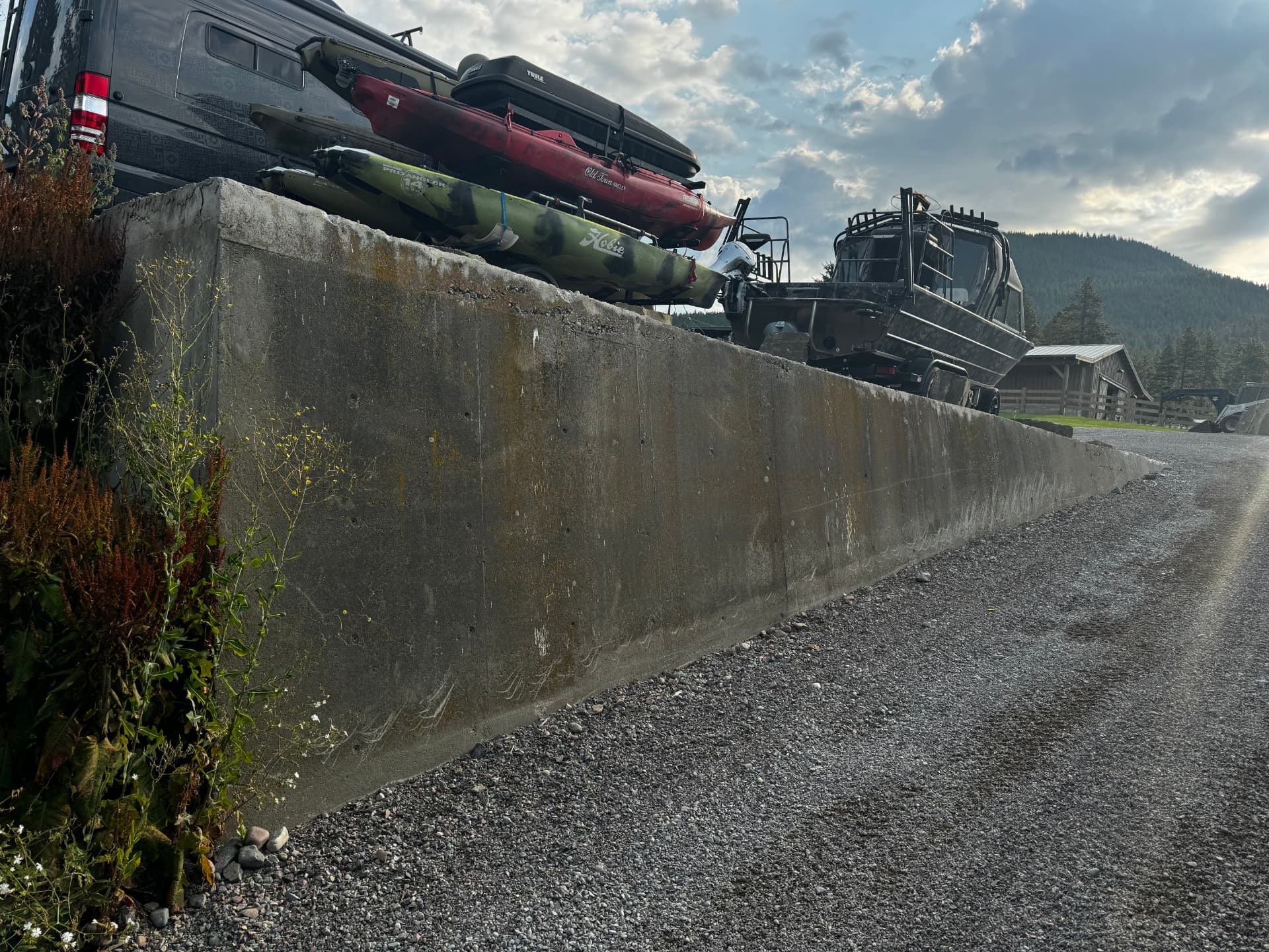 Long concrete site wall prepared for stucco coating in Columbia Falls, MT