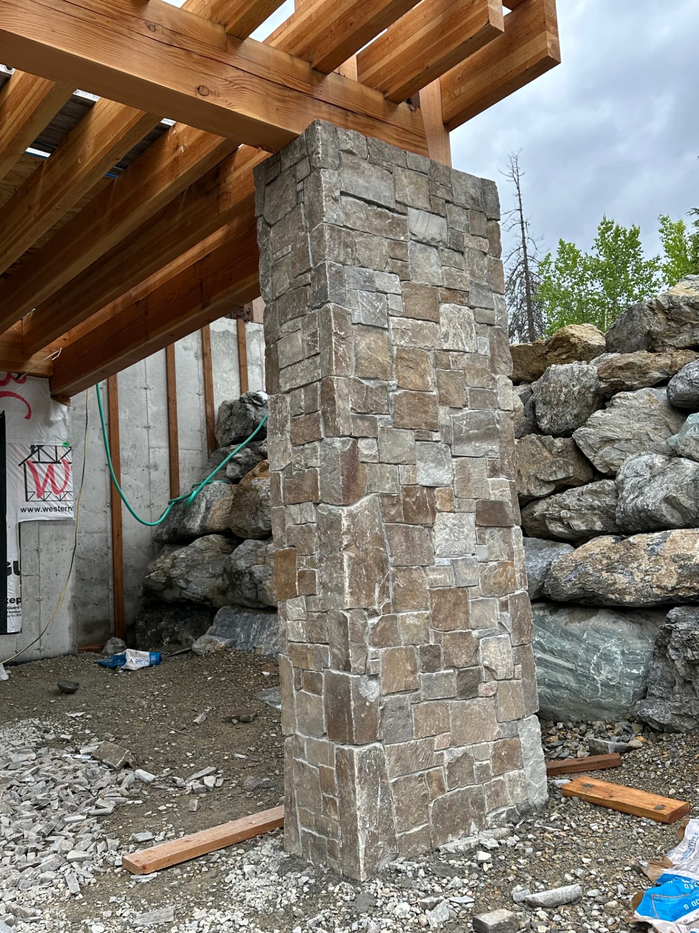 Stone Entry & Column Wraps — Stone veneer · Kalispell by DL Construction
